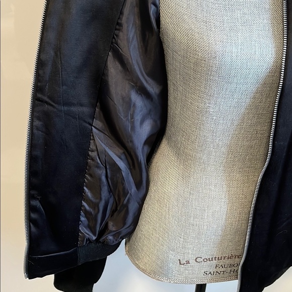 Floral Embroidered Satiny Bomber Jacket, Size M - Picture 9 of 13